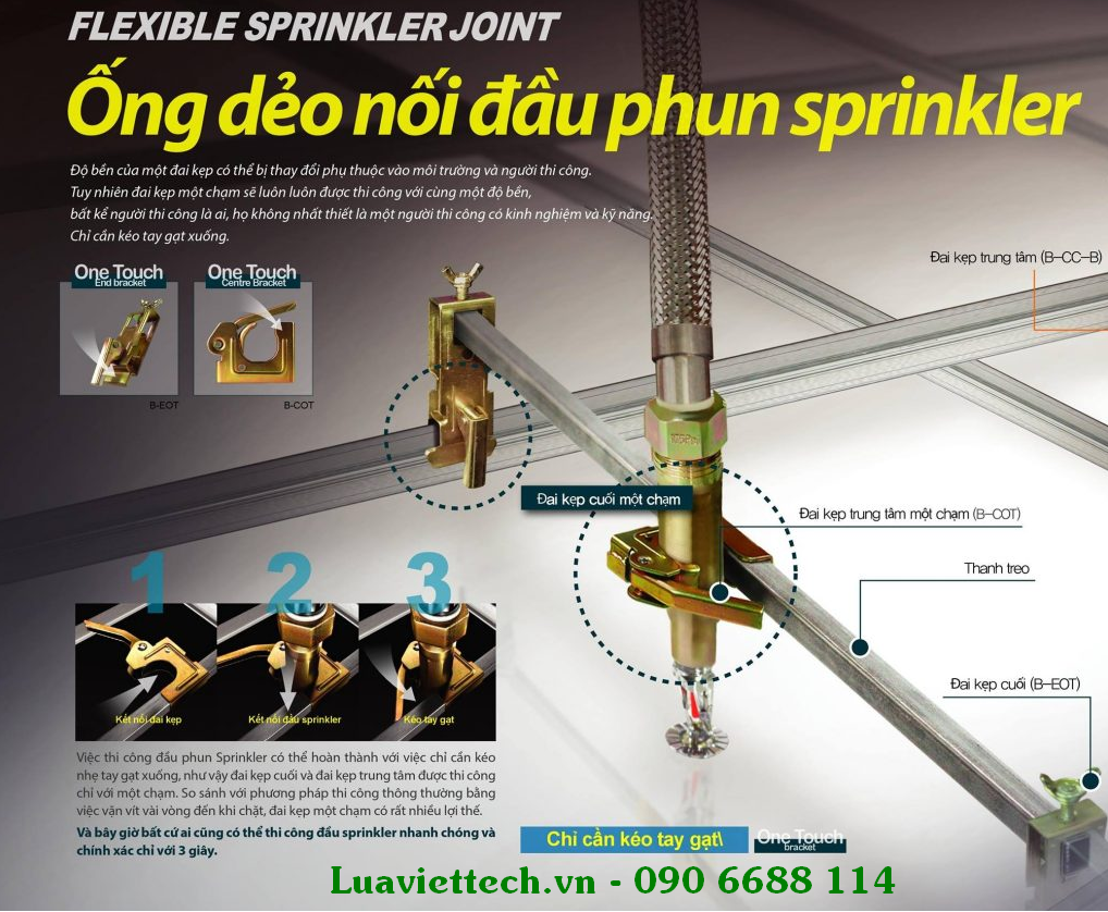 Ống mềm nối đầu phun Sprinkler, loại tiêu chuẩn Daejin Flexible đủ size giá rẻ