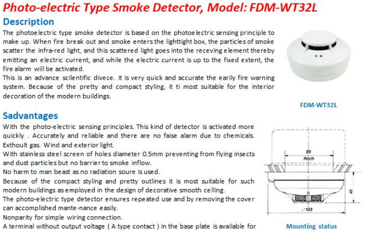 Đầu báo khói quang điện Formosa FDM-WT32L giá rẻ